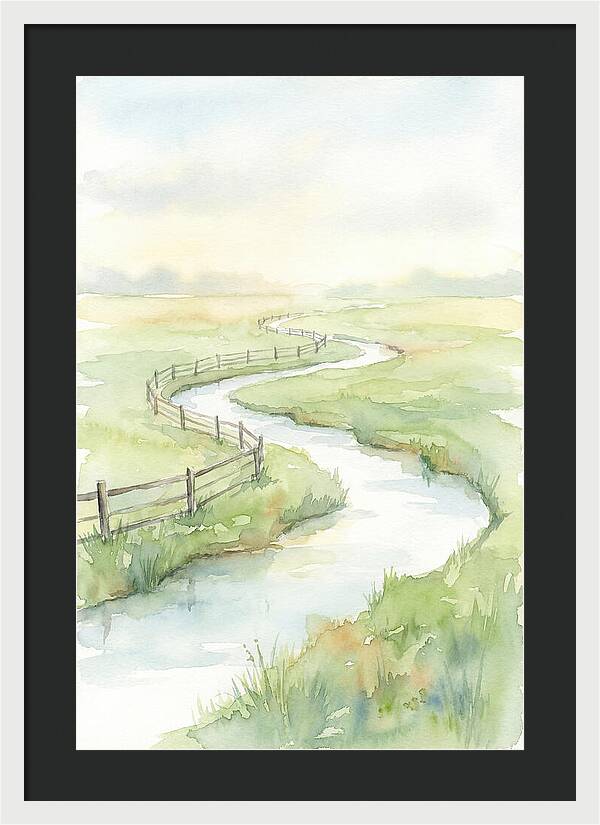 Winding Creek Through Green Pasture