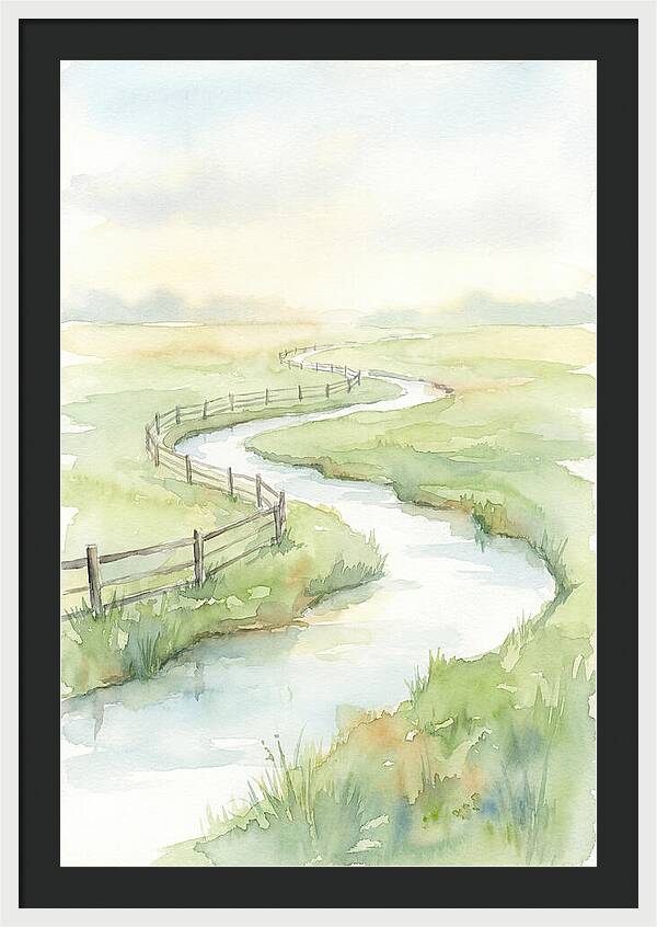 Winding Creek Through Green Pasture