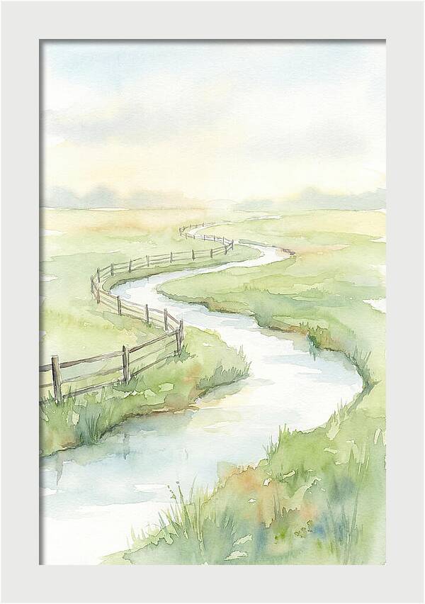 Winding Creek Through Green Pasture