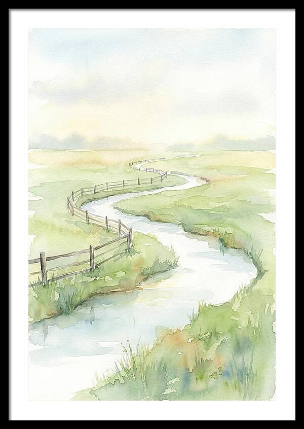 Winding Creek Through Green Pasture