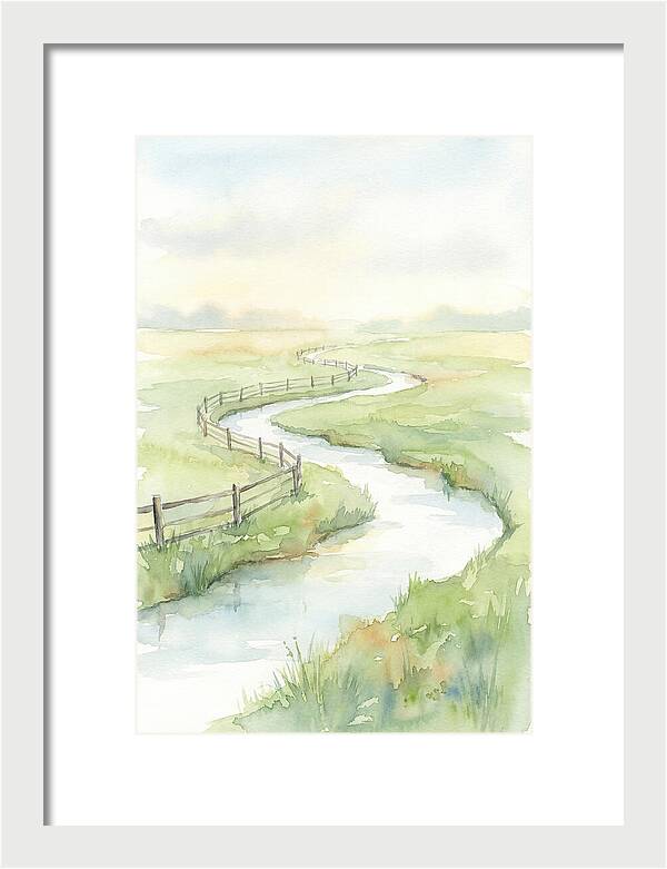 Winding Creek Through Green Pasture