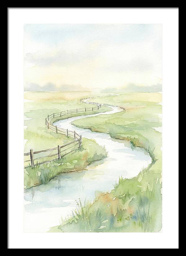Winding Creek Through Green Pasture