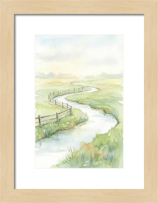 Winding Creek Through Green Pasture