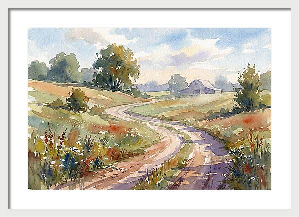 Winding Dirt Road Through Fields