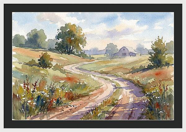 Winding Dirt Road Through Fields