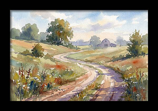 Winding Dirt Road Through Fields