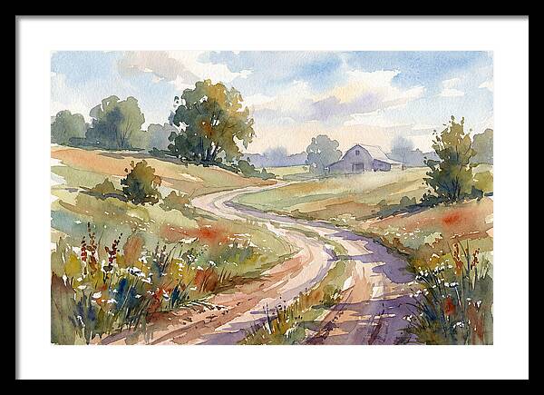 Winding Dirt Road Through Fields