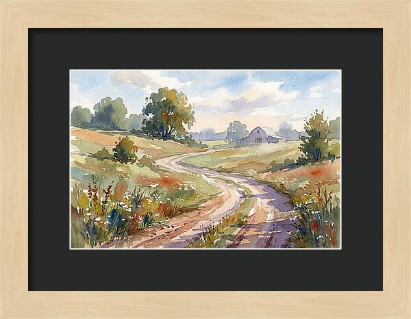 Winding Dirt Road Through Fields