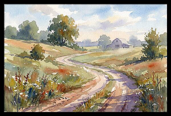 Winding Dirt Road Through Fields