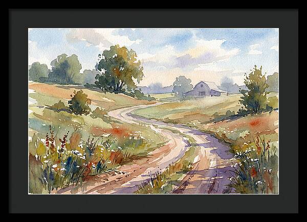 Winding Dirt Road Through Fields