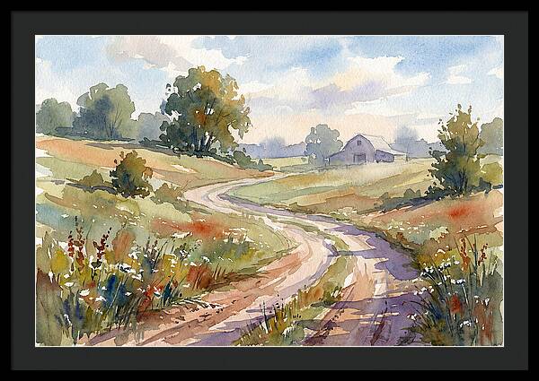 Winding Dirt Road Through Fields