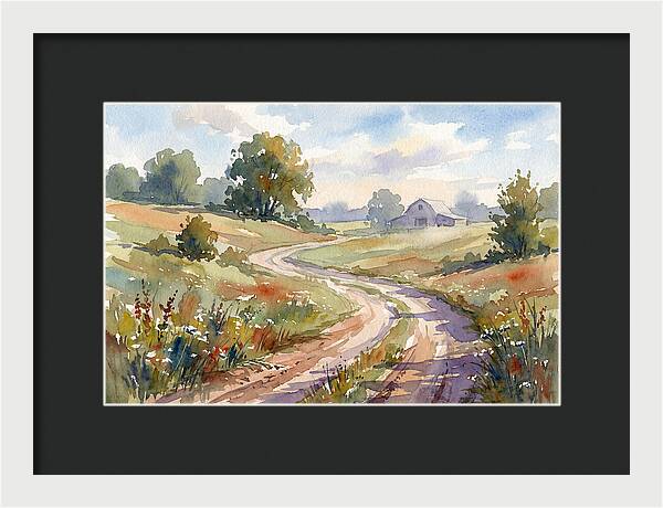 Winding Dirt Road Through Fields