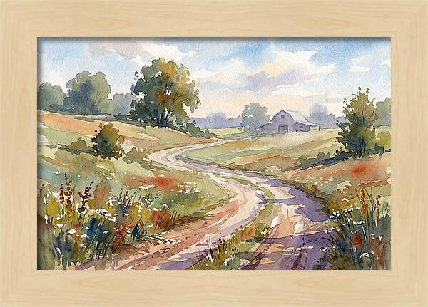 Winding Dirt Road Through Fields