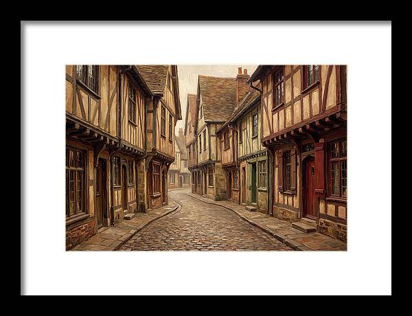 Winding Medieval Street Scene
