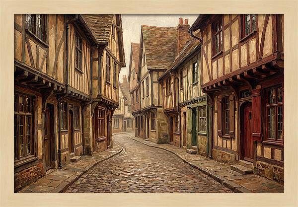 Winding Medieval Street Scene