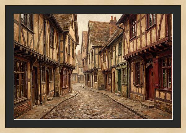 Winding Medieval Street Scene