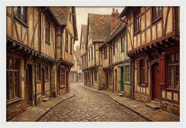 Winding Medieval Street Scene