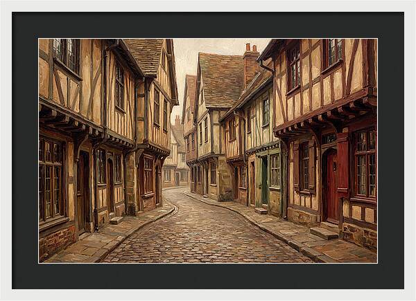 Winding Medieval Street Scene