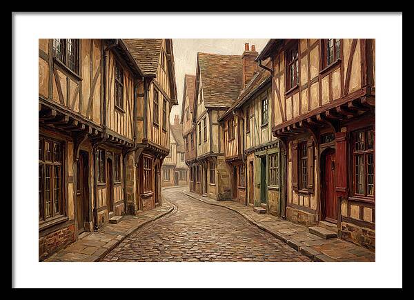 Winding Medieval Street Scene