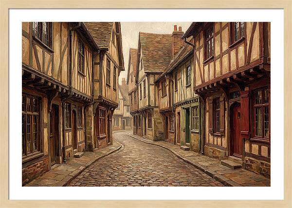 Winding Medieval Street Scene