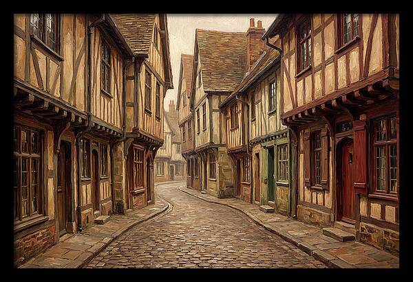 Winding Medieval Street Scene