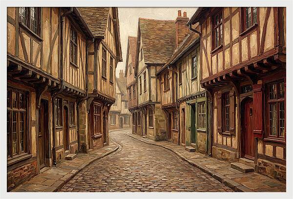 Winding Medieval Street Scene