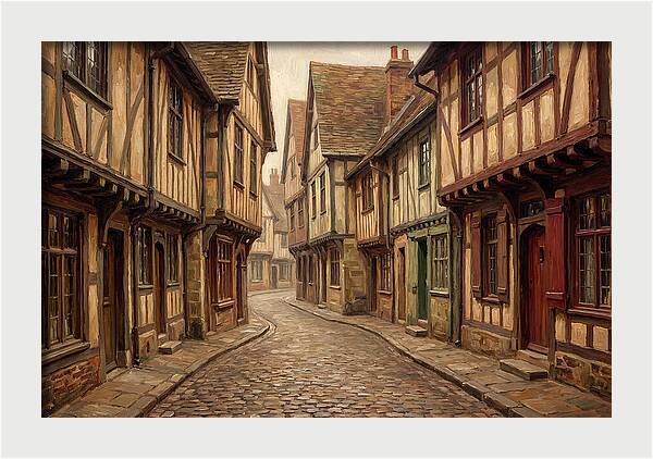 Winding Medieval Street Scene