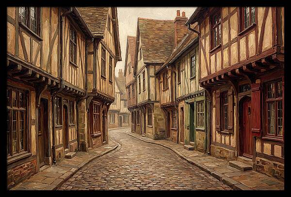 Winding Medieval Street Scene