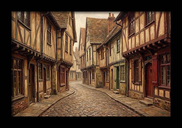 Winding Medieval Street Scene