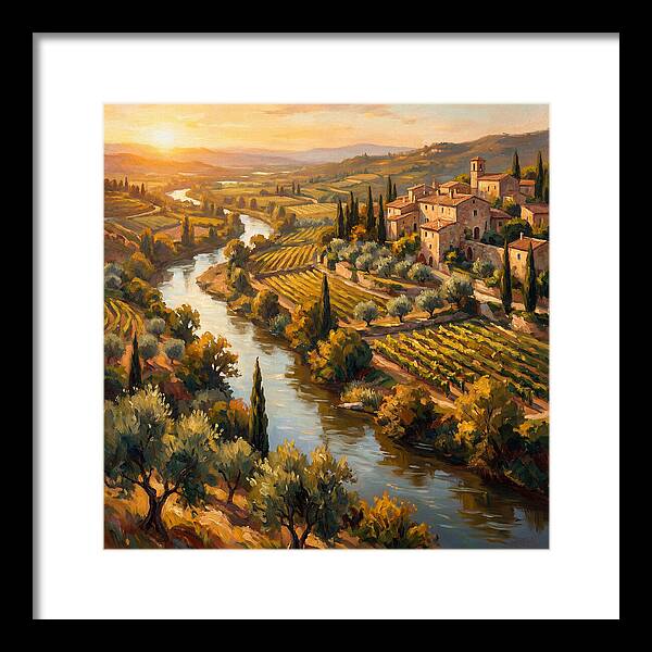 Winding River Through Mediterranean Landscape