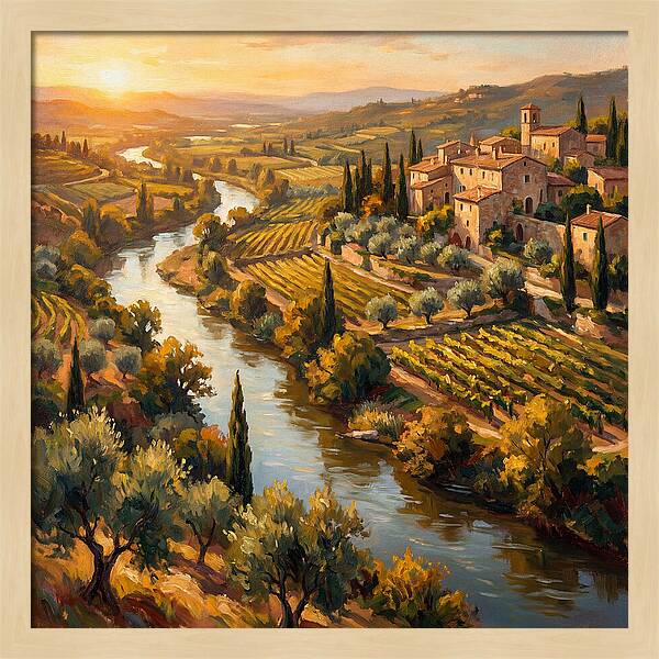 Winding River Through Mediterranean Landscape