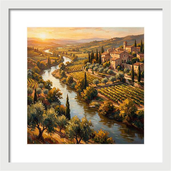 Winding River Through Mediterranean Landscape