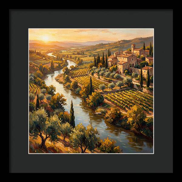 Winding River Through Mediterranean Landscape