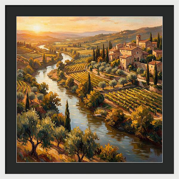 Winding River Through Mediterranean Landscape