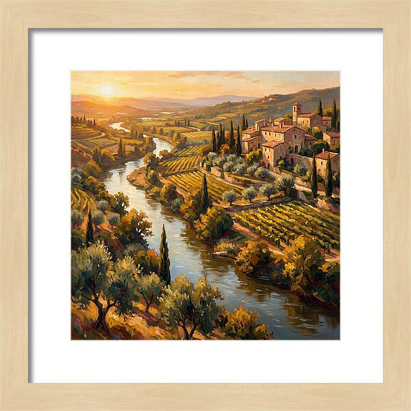 Winding River Through Mediterranean Landscape