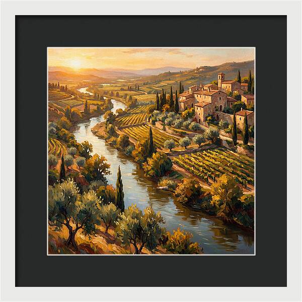 Winding River Through Mediterranean Landscape
