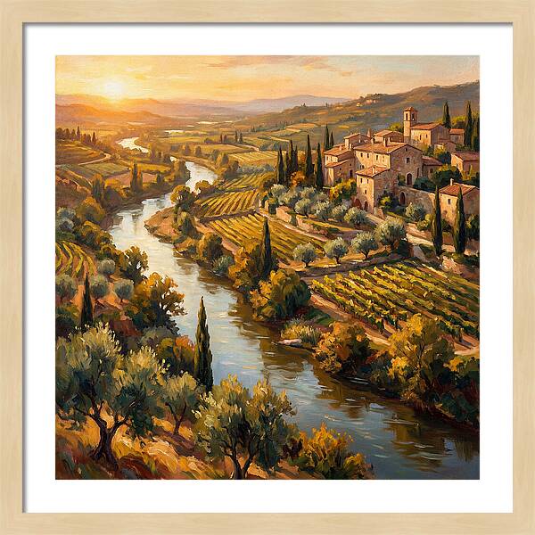 Winding River Through Mediterranean Landscape