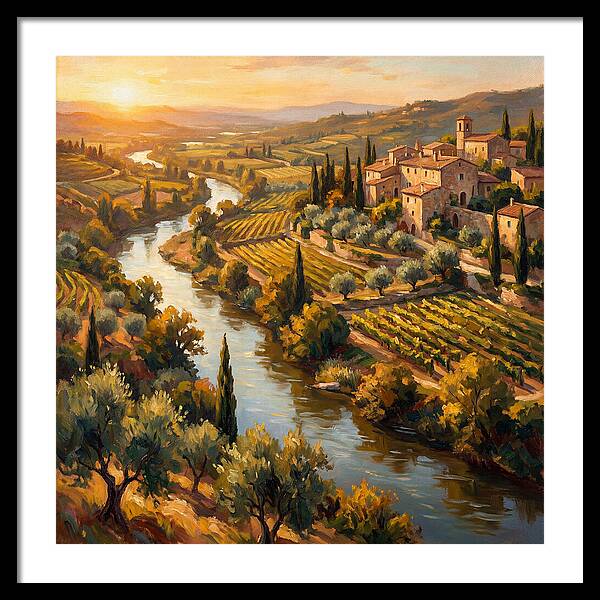 Winding River Through Mediterranean Landscape