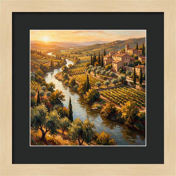 Winding River Through Mediterranean Landscape