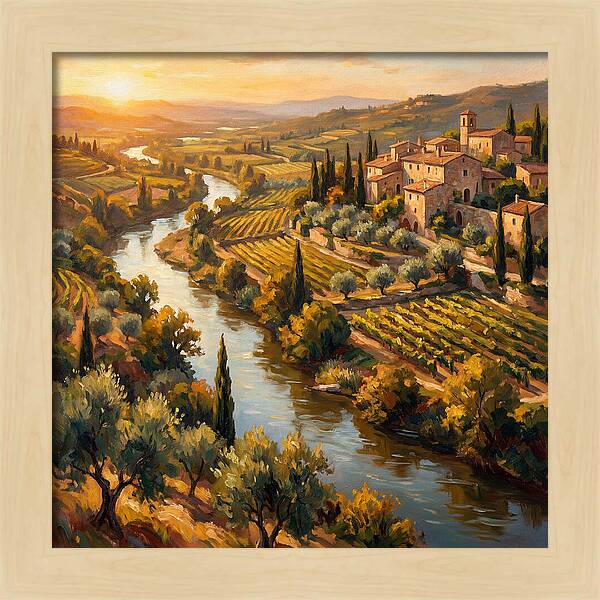 Winding River Through Mediterranean Landscape