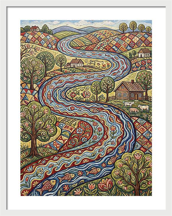 Winding River Through Vibrant Fields