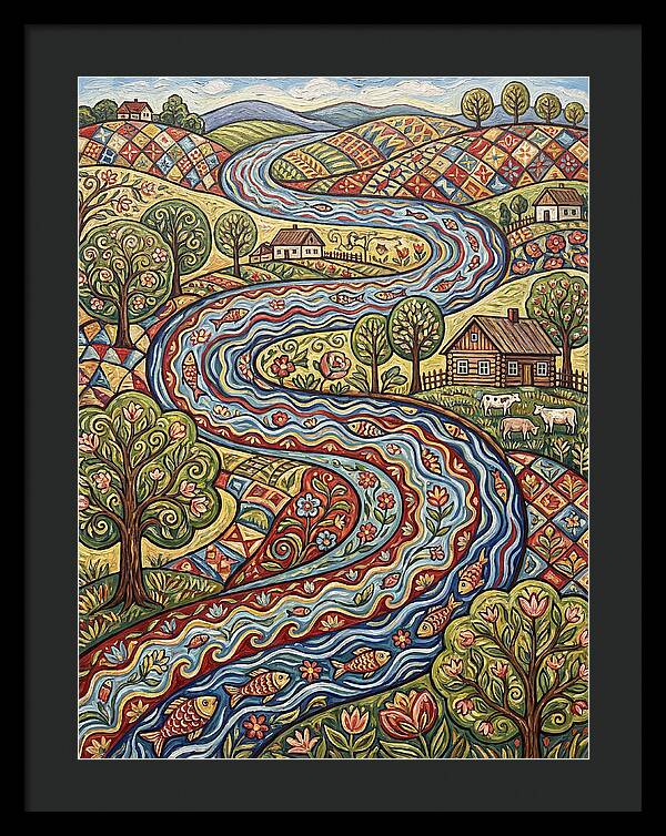 Winding River Through Vibrant Fields