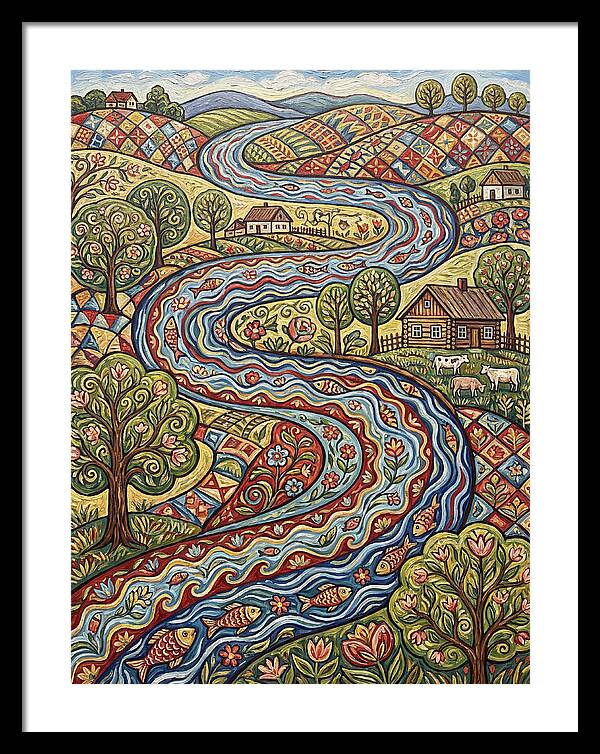 Winding River Through Vibrant Fields
