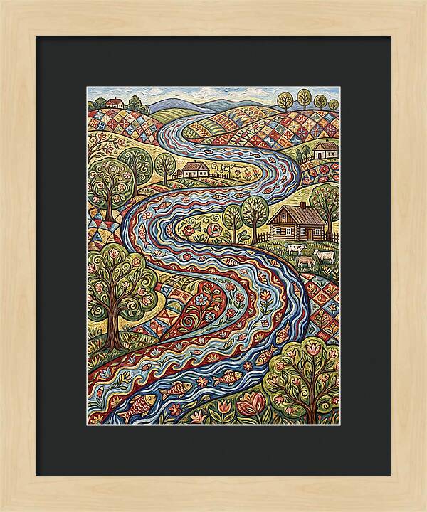 Winding River Through Vibrant Fields