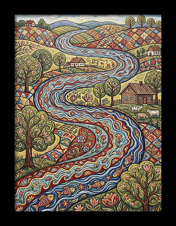 Winding River Through Vibrant Fields