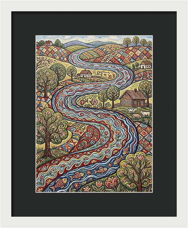 Winding River Through Vibrant Fields