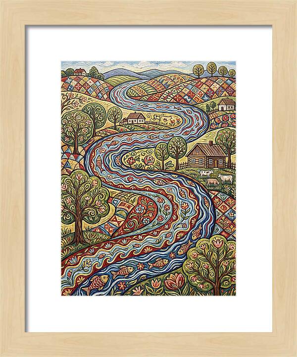 Winding River Through Vibrant Fields