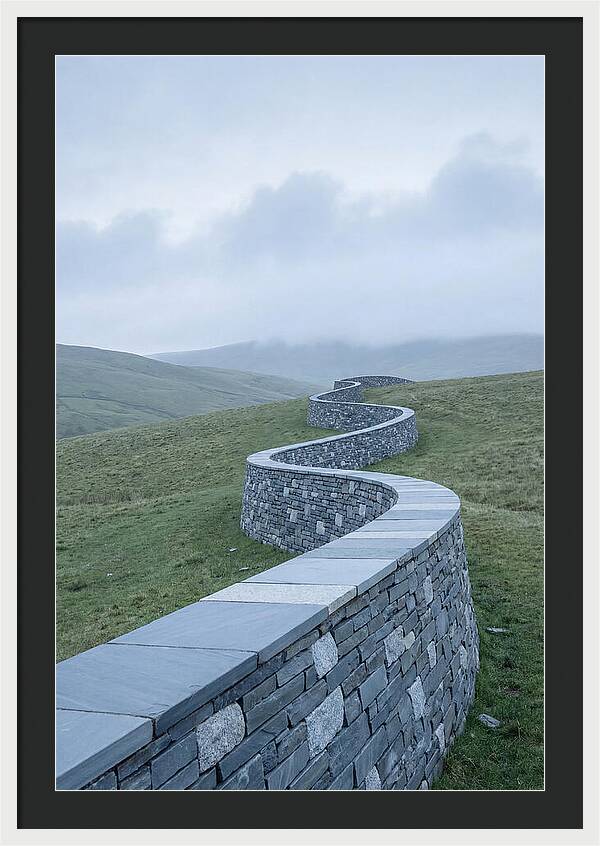 Winding Stone Wall Through Green Hills