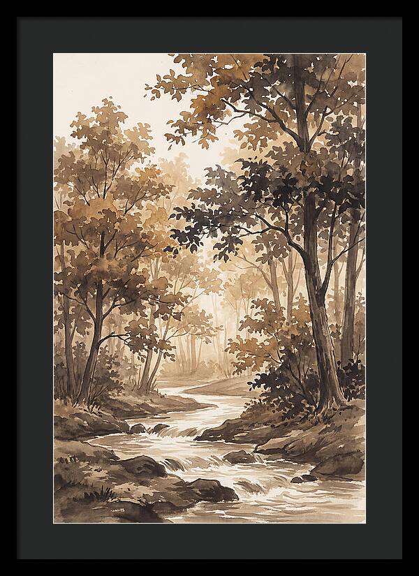 Winding Stream Through Autumn Colors