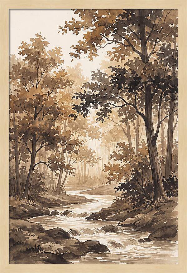 Winding Stream Through Autumn Colors